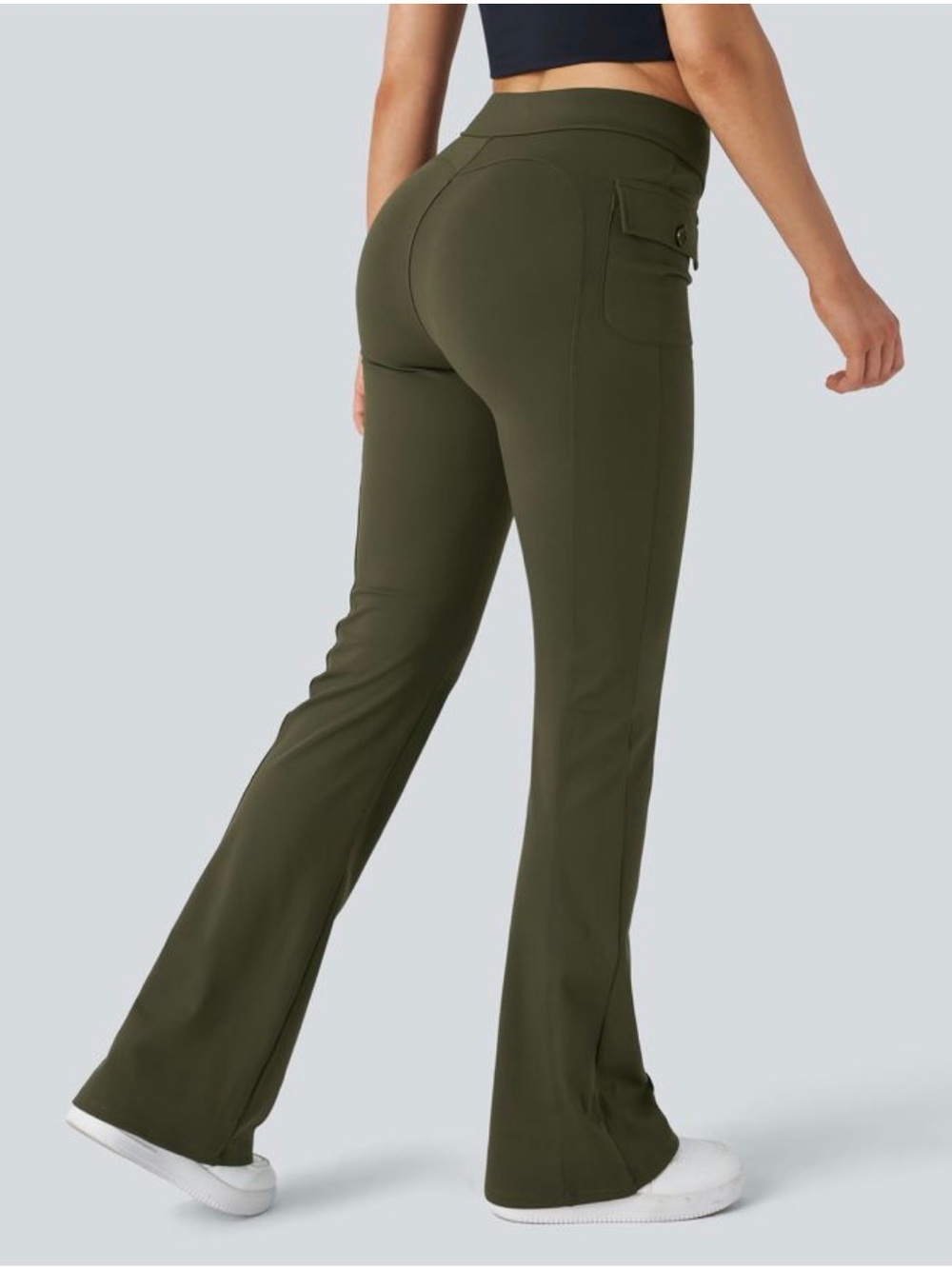 HALARA High Waisted Side Flap Pocket Flare Casual Cargo Pants - Picture 3 of 11